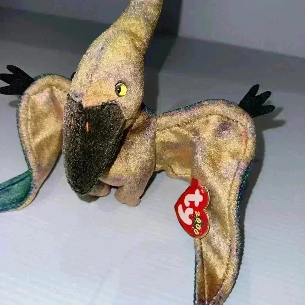 NWT! Ty Beanie Baby Plush Animal “Swoop” the Pterodactyl Green & Brown/2000/PE - Picture 2 of 12